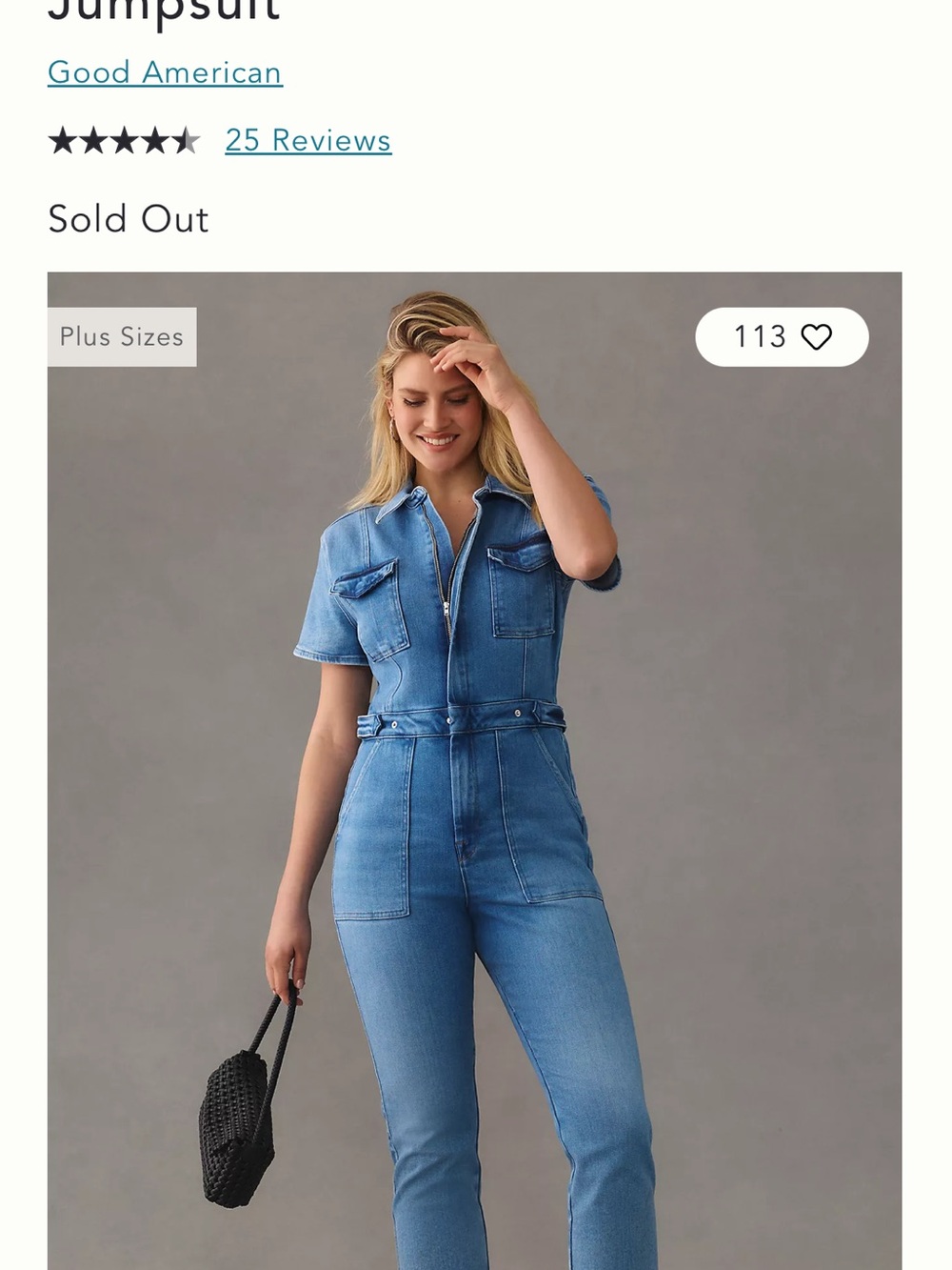Good American Light Blue Denim Overalls Jumpsuit